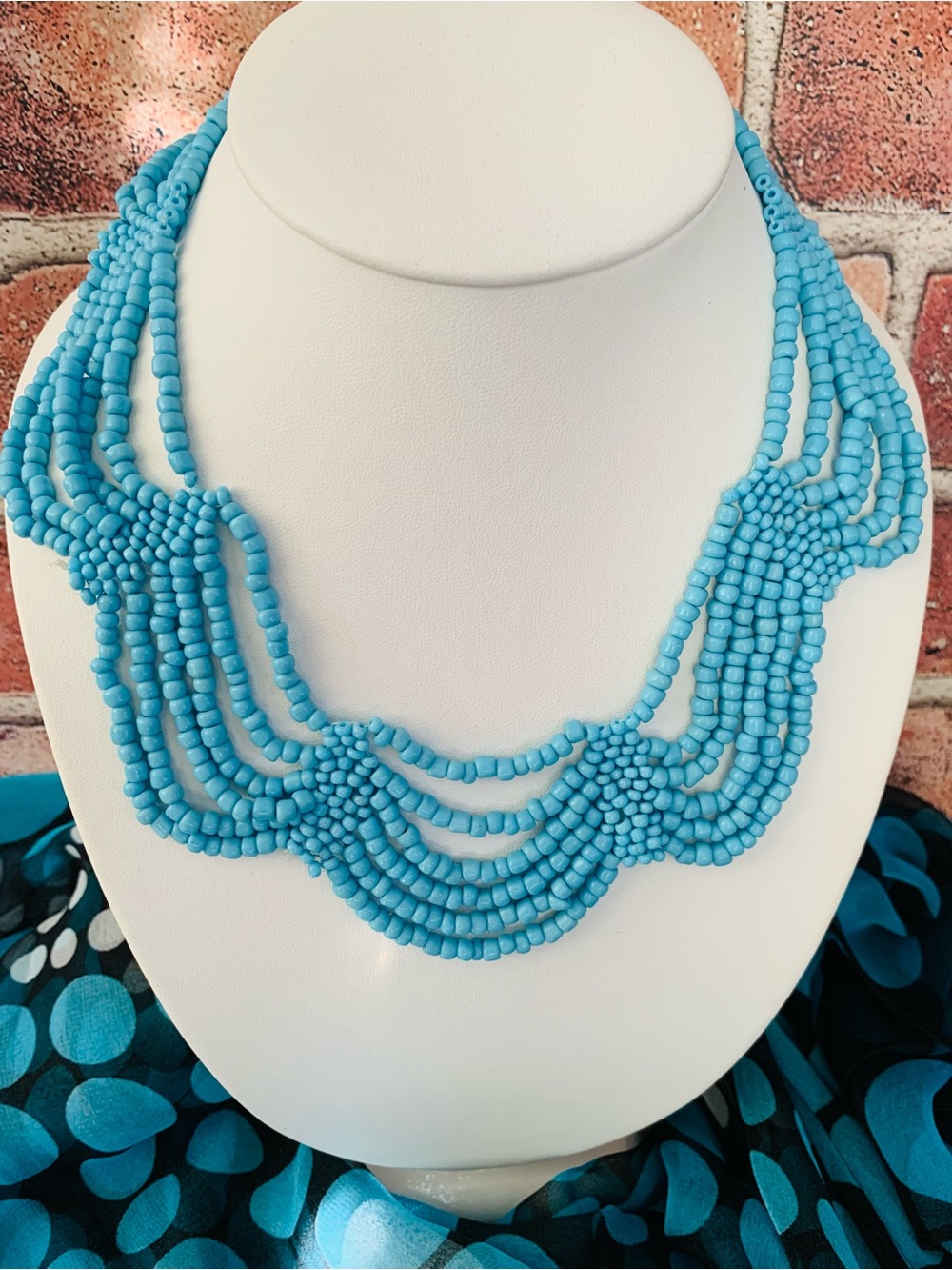 Blue Beaded Statement Necklace